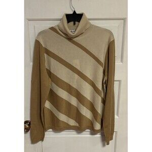 NWT Randolph Duke Sweater The Look Tan Stripe Silk Cotton Cashmere Size Large